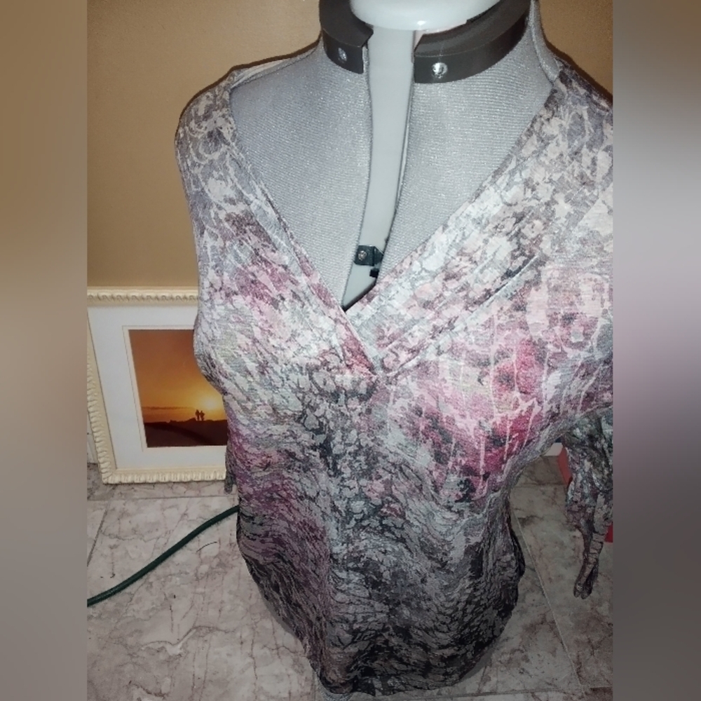 Coldwater Creek Pink and Gray Blouse